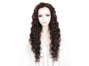 Synthetic Lace Front Wig Extra Long Curly Brown and Blonde Highlight