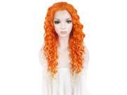 Halloween Wigs Curly Orange Two Tone 26 Inch Lace Front Wig Synthetic
