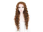 Light Auburn Mixed Blonde Fiber Synthetic Wigs Curly Front Lace