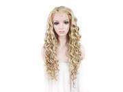 Auburn Mixed Color Blonde Curly Lace Front Wig Synthetic