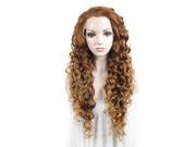 Blonde Mixed Color Curly Hair Lace Front Wig Synthetic