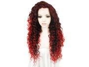 Synthetic Lace Front Wig Extra Long Curly Red and Root Hair