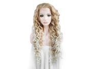 Top Blonde White Bottom Two Tones Synthetic Curly Lace Front Wig