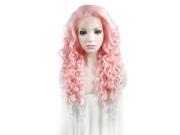 Pink Mixed White Two Tone Curly Lace Wig Two Tone Synthetic Wigs
