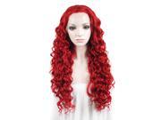 Drag Queen Curly Red Long Front Lace Synthetic Wigs