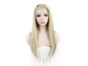 Gaga s Style Light Blonde Mix Queen Front Lace Wig Synthetic For White Woman