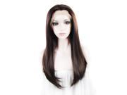 Celebrities Long Straight Brown Mixed Color Top Quality Lace Front Wig Synthetic Cap