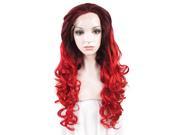 Luxury Wig Wave Red Teo Tone Front Lace Wig Braided Synthetic