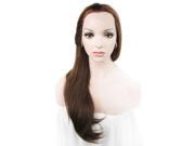 Puplar Long Straight Heat Resistant Brown Synthetic Lace Front Wigs