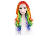 Synthetic Lace Front Wig Extra Long Wavy Rainbow