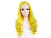 Halloween Wig Yellow Wave Hand Braided Lace Front Wig Synthetic
