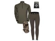 HECS Base Layer 3 Piece Pants and Shirt Olive Green Size Large Free HECS DVD included.