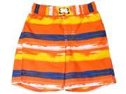 iXtreme Little Boys Swimwear Paint Brushed Stripe Swim Trunk Orange 2T