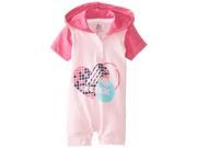 Rbx Baby Girls Hooded Heart Print Rompers Logo with Heart Pink 3 6 Months