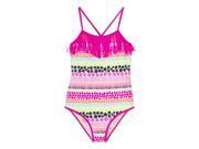 Big Chill Little Girls Star Stripes One Piece Swimsuit Pink 4
