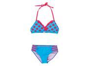 Big Chill Little Girls Polka Dots and Stripes Bikini Two Piece Swimsuit Set Blue 4