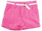 Star Ride Little Girls Floral Eyelet Shorts with Belt Pink 4