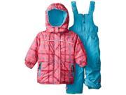 Rugged Bear Baby Girls Plaid Hooded Winter Ski Jacket Snowsuit Ski Bib Pink 12 Months