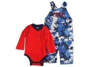 Dog Sport Baby Boys Solid Long Sleeve Bodysuit Camo Overall 2Pc Pant Set Navy 0 3 Months