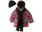 Pink Platinum Toddler Girls Argyle Printed Hat and Scarf Winter Puffer Jacket Pink 4T