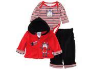 Duck Goose Baby Boys Zebra Sherpa Hooded Jacket Bodysuit 3Pc Pant Set Red 0 3 Months