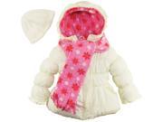 Pink Platinum Girls Fleece Lined Winter Puffer Coat with Hat and Scarf Gift Cream 3T