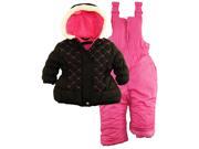 Pink Platinum Baby Toddler Girls Quilted Winter Puffer Jacket Snowsuit and Ski Bib Black 12 Months