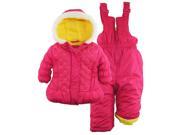 Pink Platinum Baby Toddler Girls Quilted Winter Puffer Jacket Snowsuit and Ski Bib Pink 12 Months