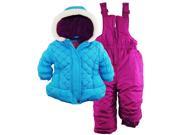Pink Platinum Baby Toddler Girls Quilted Winter Puffer Jacket Snowsuit and Ski Bib Blue 12 Months
