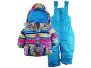 Rugged Bear Baby Girls Snowflake Stripes Snowboard Jacket Snowsuit Skisuit Bib Purple 18 Months