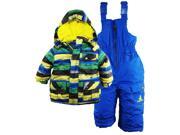Rugged Bear Baby Boys Multi color Stripe Brush Paint Winter Ski Jacket Snowsuit Ski Bib Snowboard Blue 18 Months