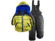 iXtreme Baby Boys Colorblock Two Piece Snowsuit Puffer Jacket Ski Bib Pant Set Charcoal 12 Months