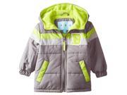 Wippette Toddler Boys Colorblock Microfiber Hooded Winter Puffer Jacket Gray 2T