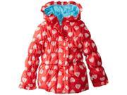 Pink Platinum Toddler Girls Heart Print Hooded Winter Puffer Jacket Coat Pink 4T