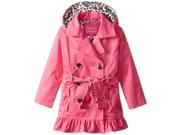 Pink Platinum Toddler Girls Double Breasted Leopard Lined Twill Trench Rain Jacket Pink 2T