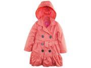 Pink Platinum Little Girls All Over Spray Hooded Trench Spring Jacket with Belt Coral 4
