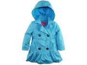 Pink Platinum Little Girls All Over Spray Print Hooded Trench Jacket with Belt Turquoise 4T