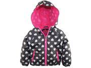 Pink Platinum Baby Girls All Over Heart Print Hooded Jacket Spring Coat Charcoal 24 Months