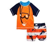 iXtreme Baby Boys Snorkeling 2 Piece Rash Guard Tee and Swim Short Set Orange 24 Months