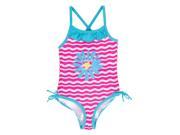 Pink Platinum Little Girls Big Flower and Stripe Waves One Piece Swimsuit Pink 2T