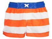 iXtreme Little Boys Bold Stripe and Sew Swim Trunk Rashguard Short Orange 3T