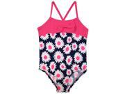 Wippette Baby Girls All Over Sunflower Print Once Piece Swimsuit with Bow Knockout Pink 24 Months