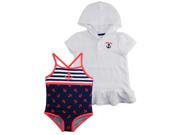 Wippette Little Girls Anchor Girl Swim Beach Terry Dress Cover Up Set Navy 2T