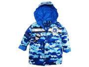 Wippette Toddler Boys Waterproof Hooded Camo with Rescue Chopper Raincoat Jacket Blue 4T