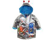 Wippette Baby Boys Waterproof Hooded Robot Raincoat Jacket Silver 18 Months