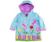 Wippette Little Girls Plaid Print Garden Flowers Butterflies Raincoat Jacket Blue 4T