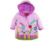 Wippette Little Girls Plaid Print Garden Flowers Butterflies Raincoat Jacket Pink 2T