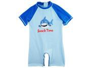 Sweet Soft Toddler Boys Swimwear Shark Snack Time Rashguard Sunsuit Swimsuit Blue 3T