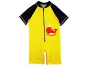 Sweet Soft Baby Boys Swimwear Whale Squirt Animal Print 1 Piece Rashguard Sunsuit Yellow 24 Months