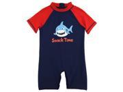 Sweet Soft Toddler Boys Swimwear Shark Snack Time Rashguard Sunsuit Swimsuit Red 3T